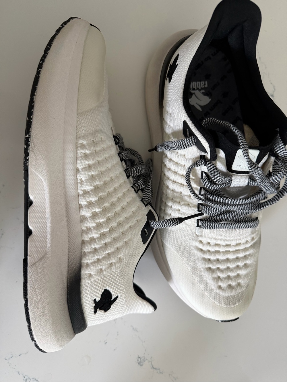 Women’s Rabbit White Athletic Sneakers with Black Accents